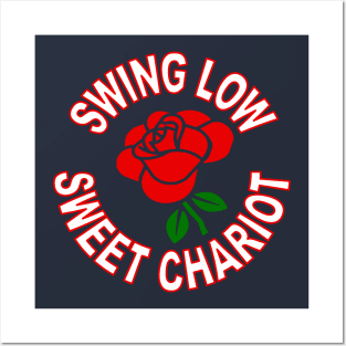 Single Red Rose and Swing Low Sweet Chariot Quote Posters and Art